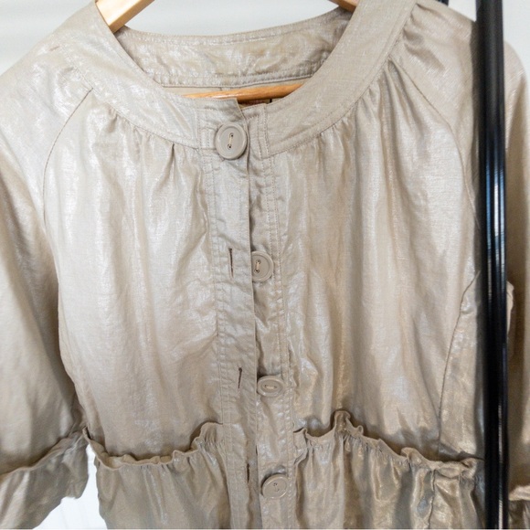 EFFETI MADA Beige/Taupe Summer Button Up Jacket 3/4 Sleeve Size L.  B002 - Picture 4 of 11